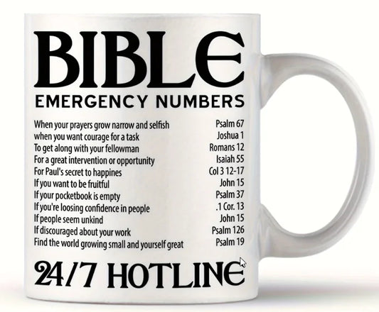 Bible Emergency Numbers Mug