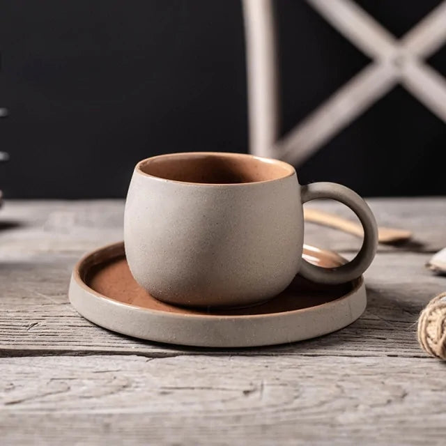 Coffee Mug with Saucer Ceramic