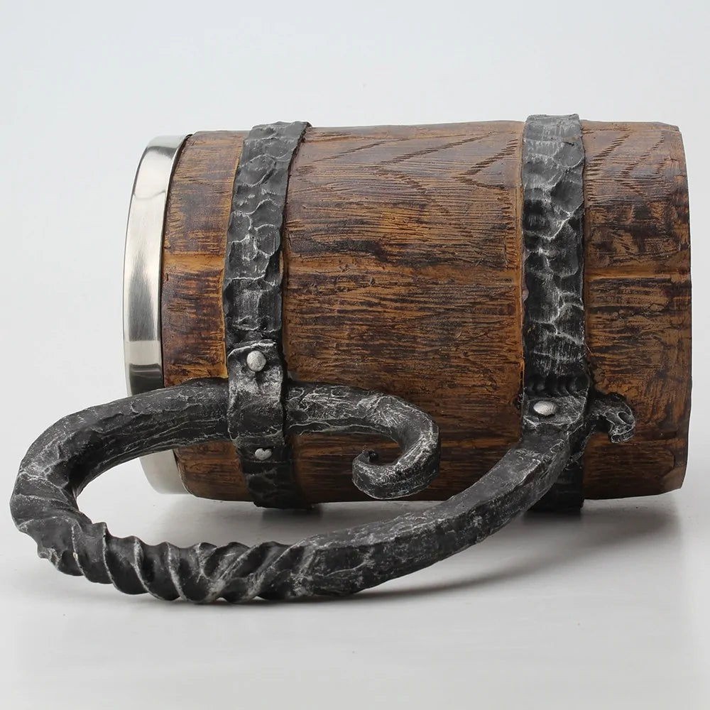 Wooden Barrel Stainless Steel Resin 3D Beer Mug