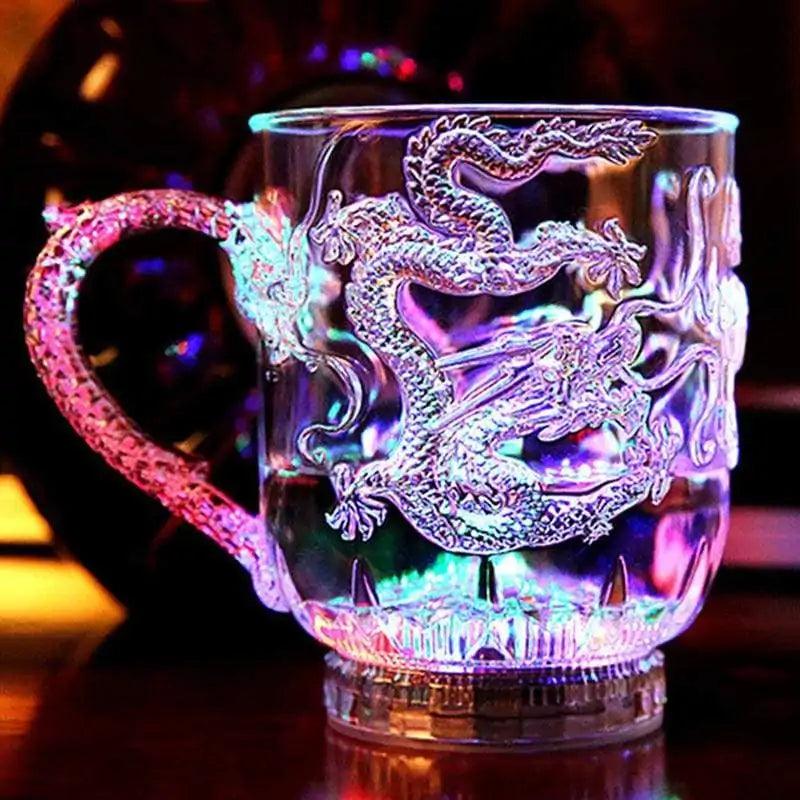 LED Flashing Water Cup Dragon Pattern Mug